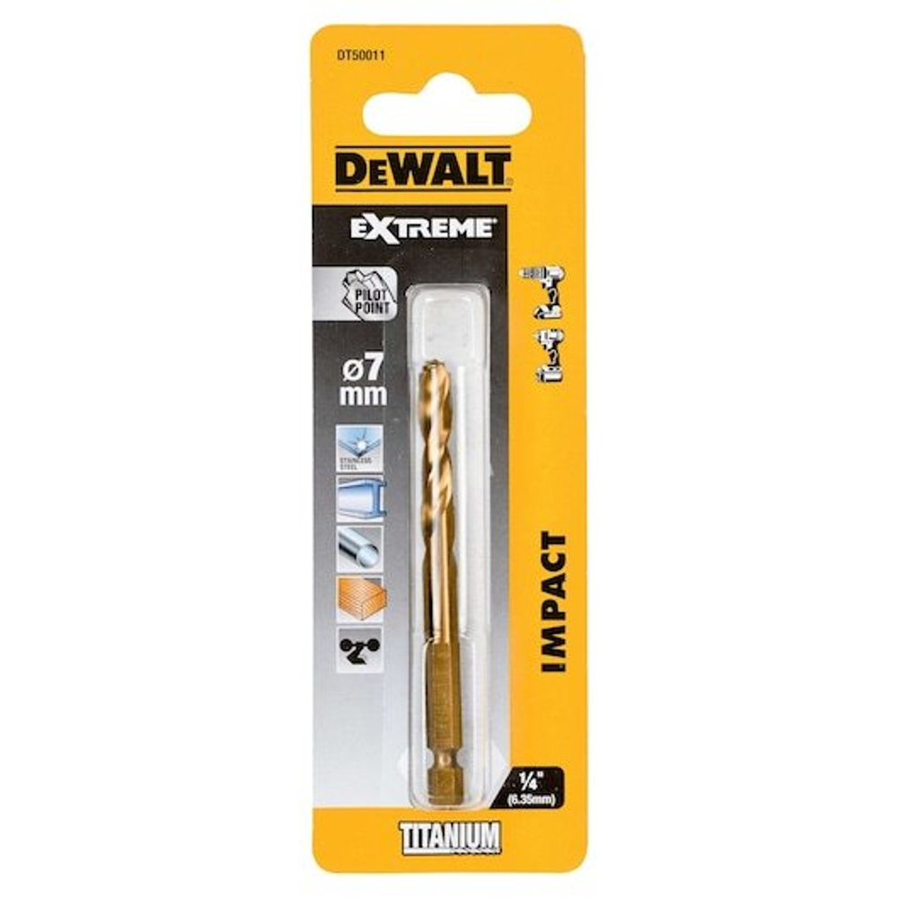Сверло DEWALT DT50011 по металлу Impact TITANIUM Drill Bit 7 мм