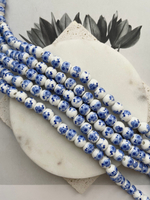 Бусина "Синие цветы" 8мм, фарфор