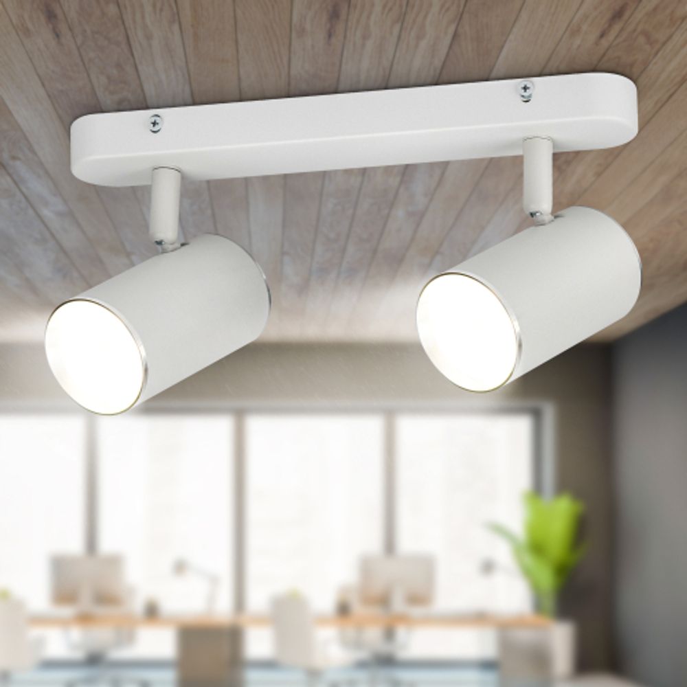 Светильник настенно-потолочный спот ЭРА OL35-2 WH MR16 GU10 IP20 белый хром | Накладные светильники