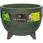 Кашпо для цветов пластиковое на ножках 9,8л d-32см «La Decoro» теплая хвоя