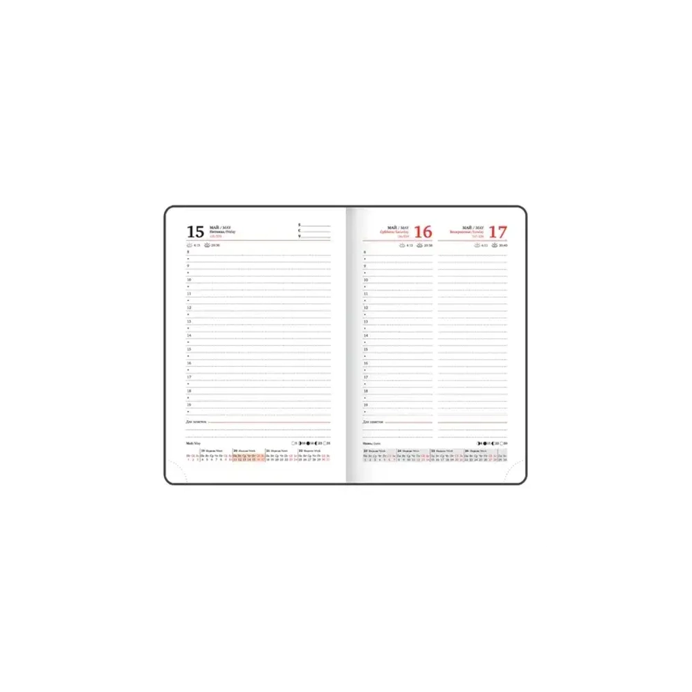 Ежедневник датированный 2026, МАЛЫЙ ФОРМАТ 100х150 мм, А6, BRAUBERG "Rainbow", под кожу, черный, 117257