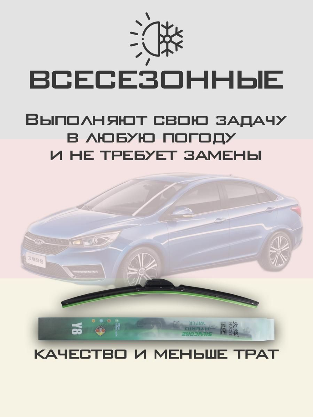 Щетки стеклоочистителя HUOYE Y8 600/550 мм на Chery Arrizo5 | Hook/J-Hook