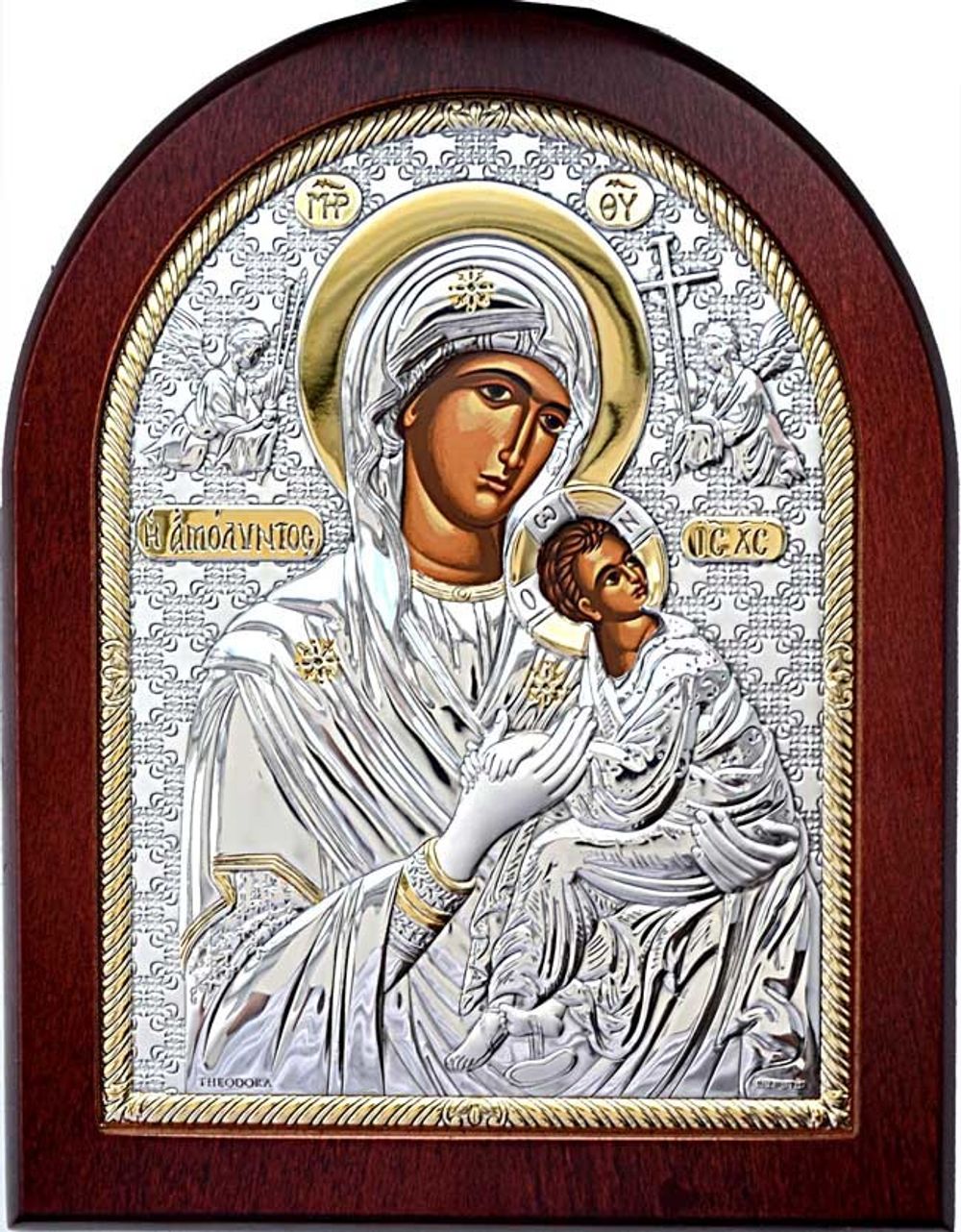 Страстная икона Божией Матери в серебряном окладе