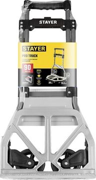 STAYER PROTruck, до 90кг, каркас из стали, платформа из алюминия, платформа 39х28см, колеса d13см, вес 4кг, складная хозяйственная тележка (38755-90)
