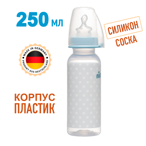 Бутылочка пластиковая NiP "Trendy" boy 250 мл с соской силикон для мальчика