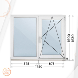 Пластиковое окно 1500 х 1750 ТермА Эко + Москитная сетка + Подоконник + Отлив
