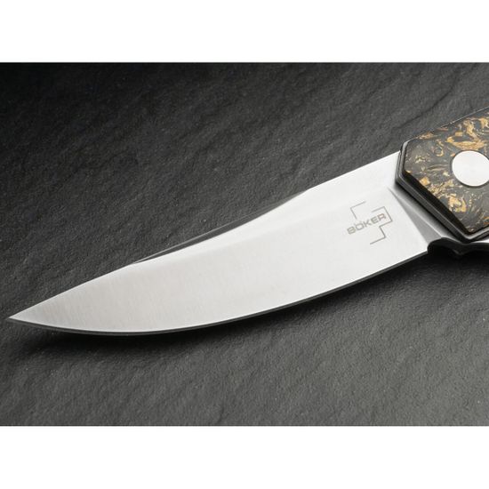 Складной нож Boker 01BO196 Kwaiken Compact Flipper Marble Carbon Copper c клинком из стали Böhler M390 Microclean®, рукоять титан / карбон