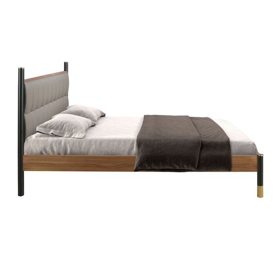 Кровать 7169 из темно-серой экокожи для матраса 150×200 Испания