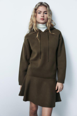 ZARA ОДНОТОННЫЙ СВИТЕР, ХАКИ