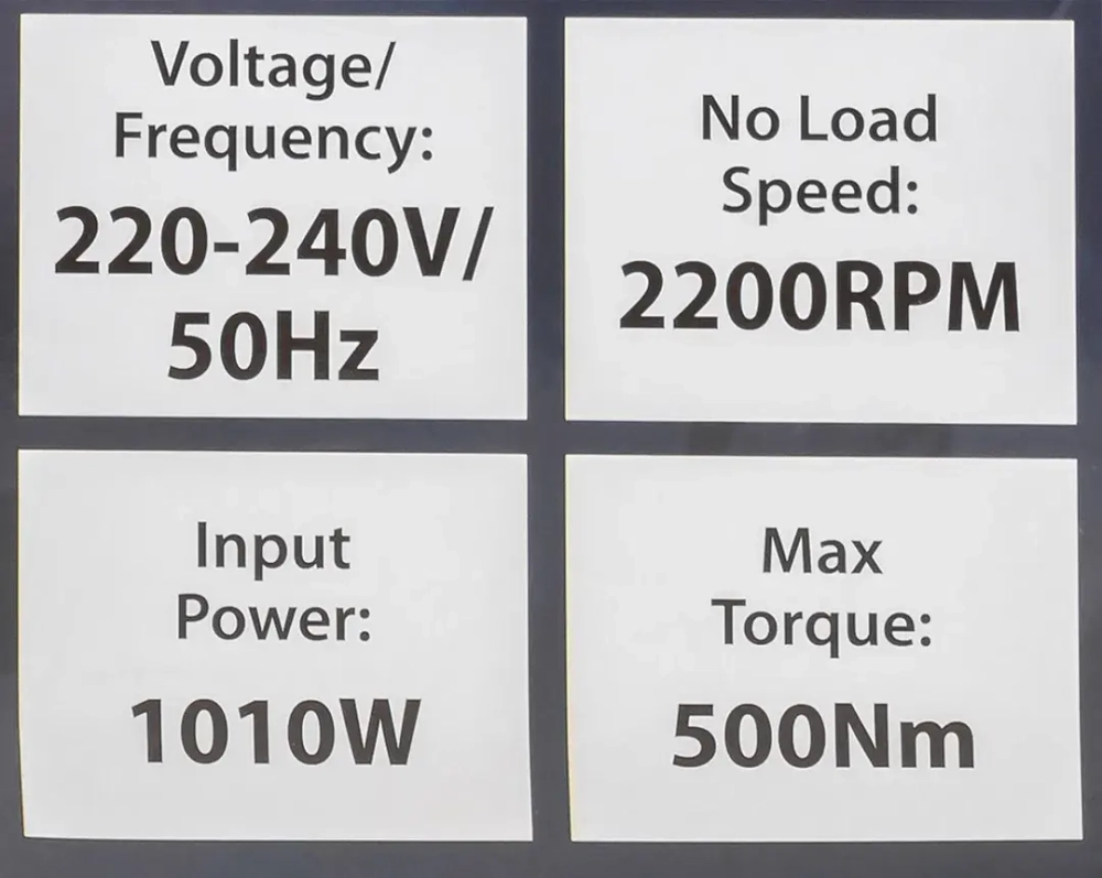Гайковерт ударный электрический 1/2''(220-240V, 1010W, 500Нм) с комплектом головок (17, 19, 21, 22мм) FORCEKRAFT FK-F-03071