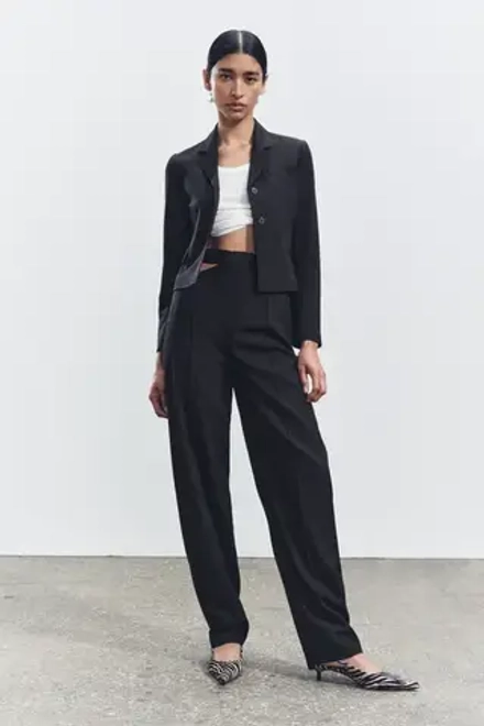 ZARA БРЮКИ ИЗ СМЕСОВОЙ ШЕРСТИ — ZW COLLECTION, ЧЕРНЫЙ