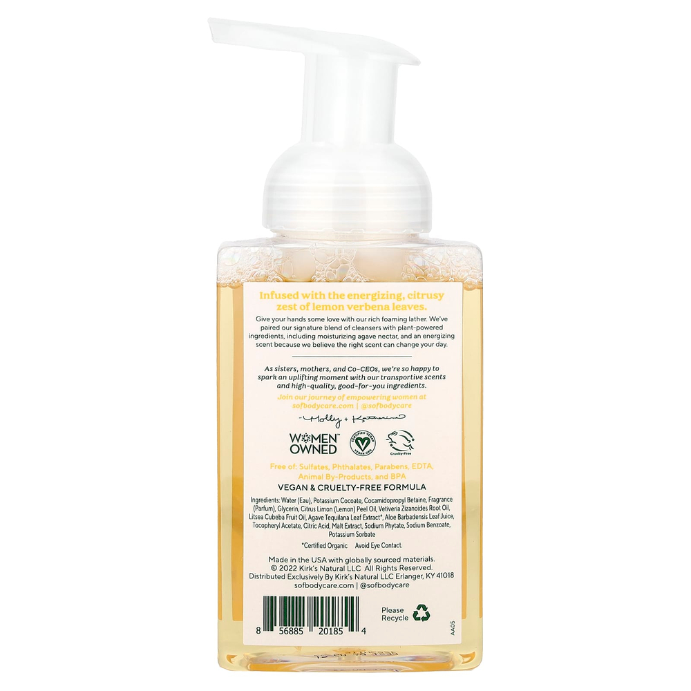 SoF, Увлажняющая пенка для мытья рук с нектаром агавы, лимонной вербеной, 236 мл (8 жидк. унц.)