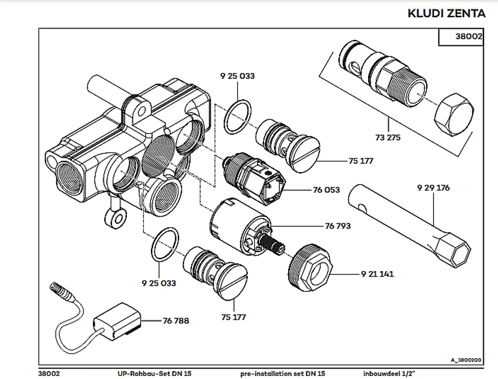 Скрытая часть смесителя Kludi Zenta 38002