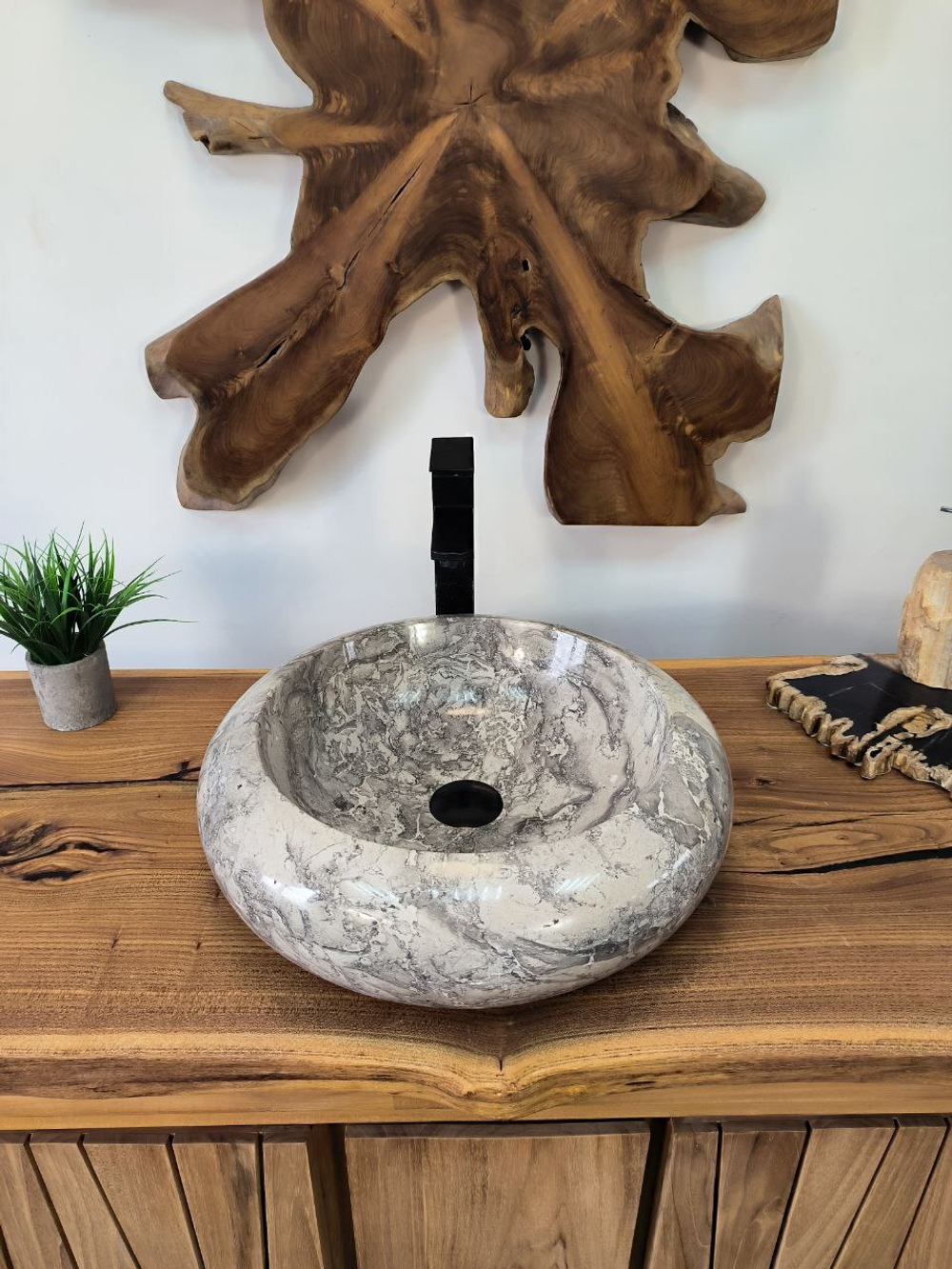 Раковина из мрамора Donut Doreng Grey DM-65867 45х45х13