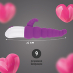 Фиолетовый ребристый вибратор с двумя точками стимуляции - 20 см. (Цвет: фиолетовый)