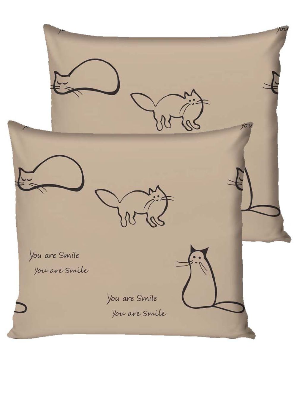 Наволочка комплект 2шт перкаль Сказка "Котики (беж)" 70x70 см на молнии