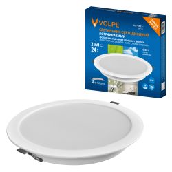 ULM-Q237 24W-6500K WHITE Светильник светодиодный встраиваемый. Дневной свет 6500K. Корпус белый. ТМ Volpe
