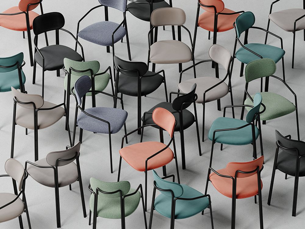 Стул Ror, Round, велюр, черный/розовый