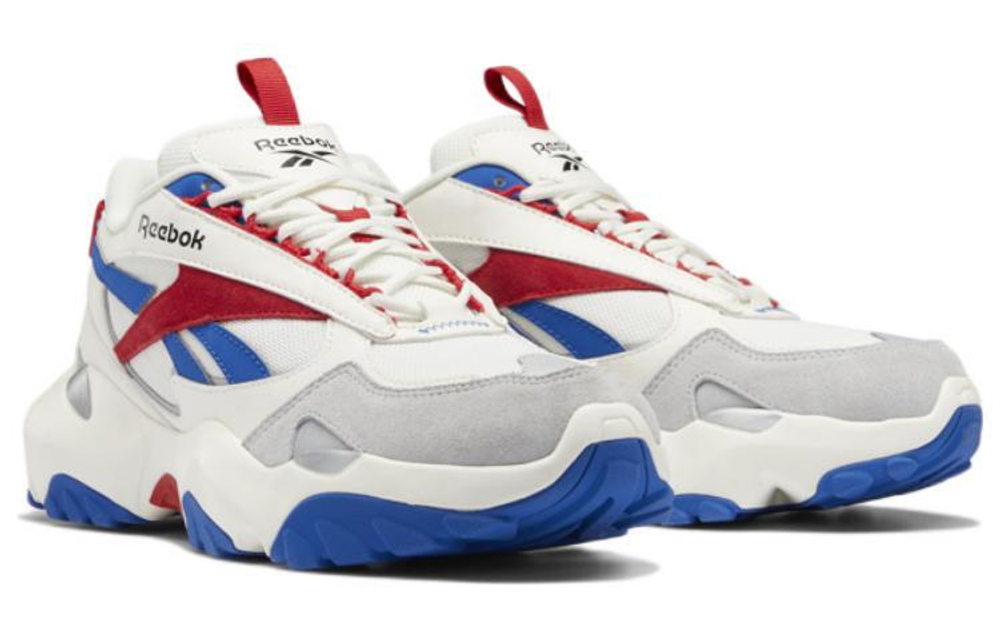 Reebok Fluffipuff synthetic leather shock absorption and wear-resistant low-cut daddy shoes for men and women the same style white and blue