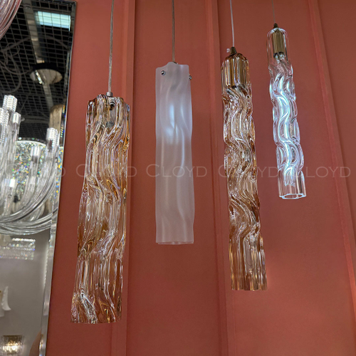 Подвесной светильник Cloyd ICEBERG-B P1 / Ø5 см - латунь - янтарное стекло (арт.11640)