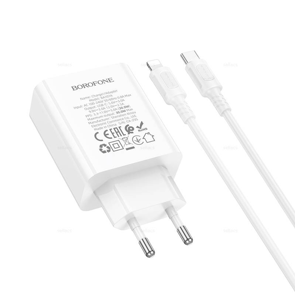 Зарядное устройство на Lightning PD30W Borofone BA107A (white)