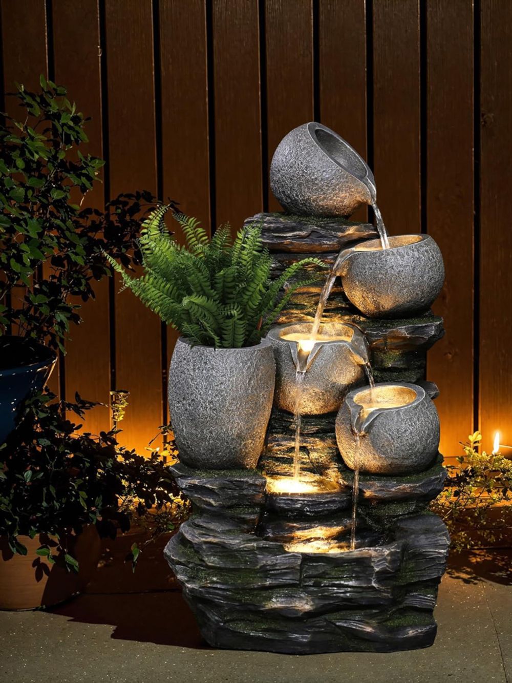 Waterfall Фонтан декоративный с подсветкой Горшки