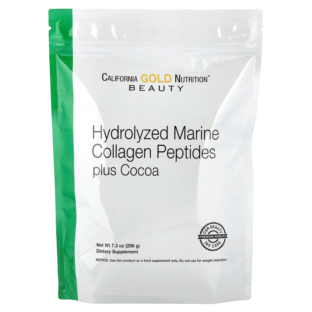 California Gold Nutrition, пептиды гидролизованного морского коллагена с какао, 206 г (7,3 унции)