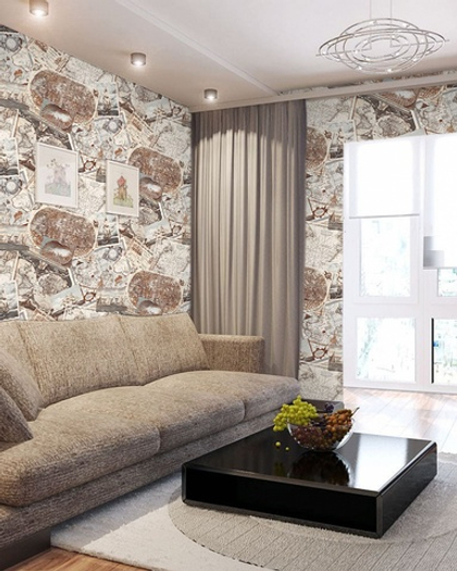 E800303 Обои Solo MAPS 1,06х10м / компактный винил на флизелине / раппорт 64см