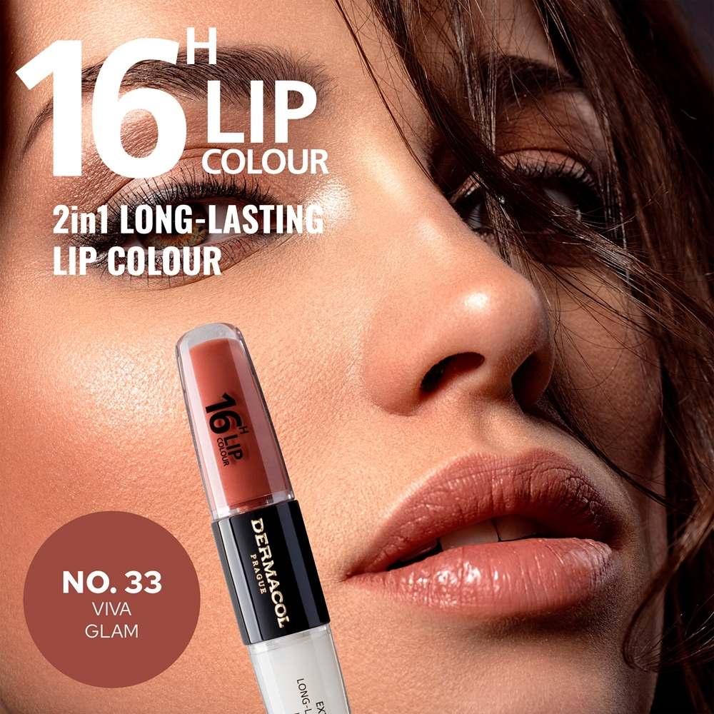 Dermacol 16H Lip Colour - Стойкая помада и блеск для губ, 2× 4 ml