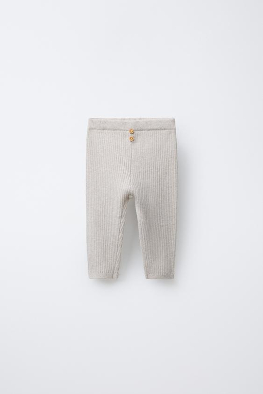 ZARA ЛЕГИНСЫ В РУБЧИК С ПУГОВИЦАМИ, ПЕСОЧНЫЙ МЕЛАНЖ