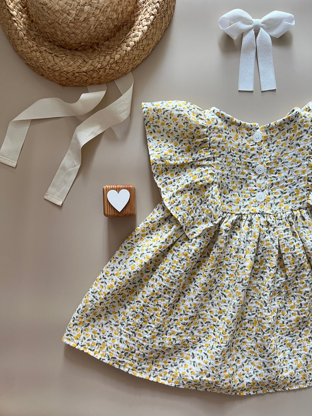 Платье из муслина для малышек «Цветочное», цвет желтый