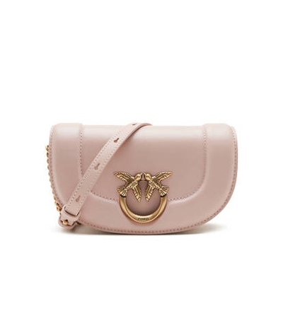 Кожаная сумка через плечо ROUND CLICK BAGUETTE BABY VITE Pinko - розовый(101971 A0QO)