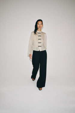 ZARA РУБАШКА В ПОЛОСКУ С НАВЕСНЫМИ ПЕТЛЯМИ — ZW COLLECTION, ЭКРЮ/ЧЕРНЫЙ