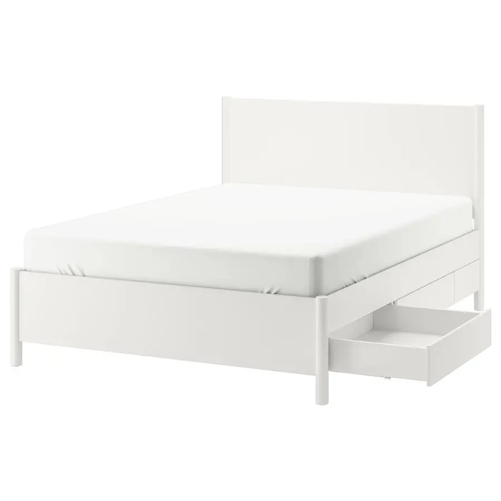 Каркас кровати с ящиками - TONSTAD IKEA/ ТОНСТАД ИКЕА, 140х200 см, белый
