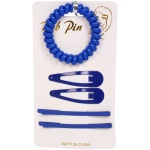 Набор аксессуаров для волос «Margo», 2 зажима, 2 невидимки, 1 резинка, цвет синий, d-5 см, 5,5*1,5 см