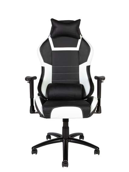 Кресло офисное Норден / Лотус PRO carbon / Lotus PRO carbon / черно - белая экокожа/ стальная крестовина