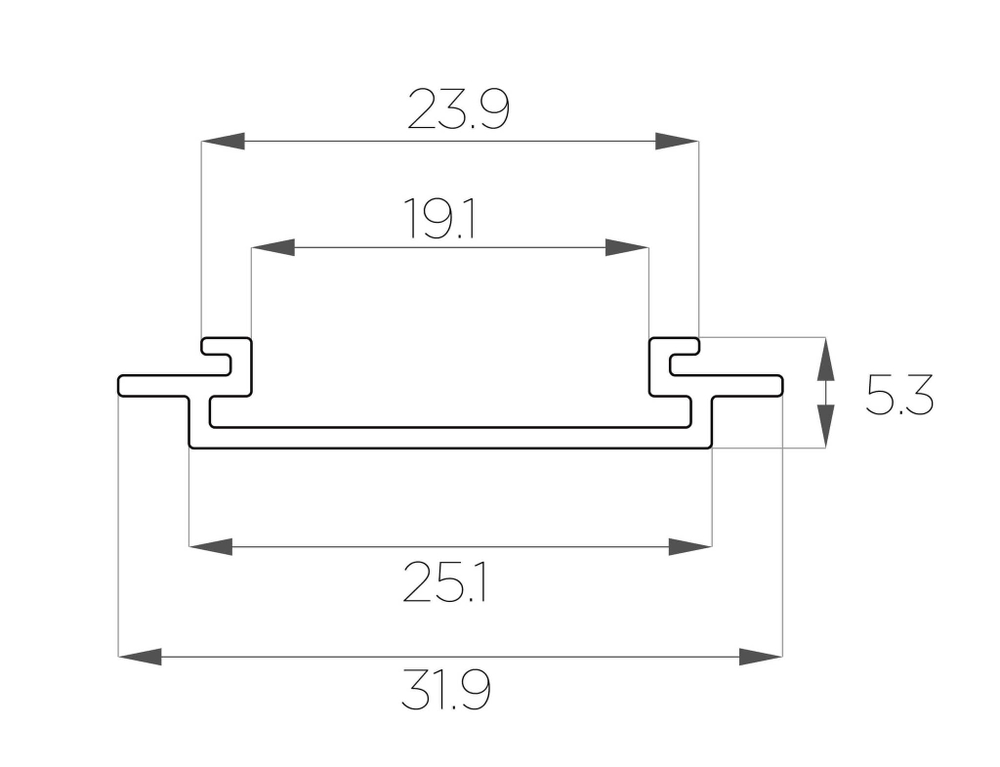 Профиль врезной алюминиевый LC-LPV-0532-2 Anod