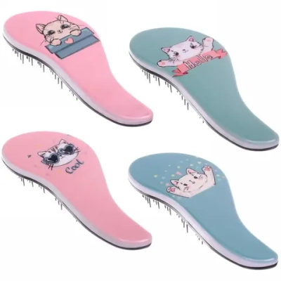 Расческа массажная детская «Pro Hair - Котик Луи», микс 4 цвета, 8*19 см (коробка PVC)