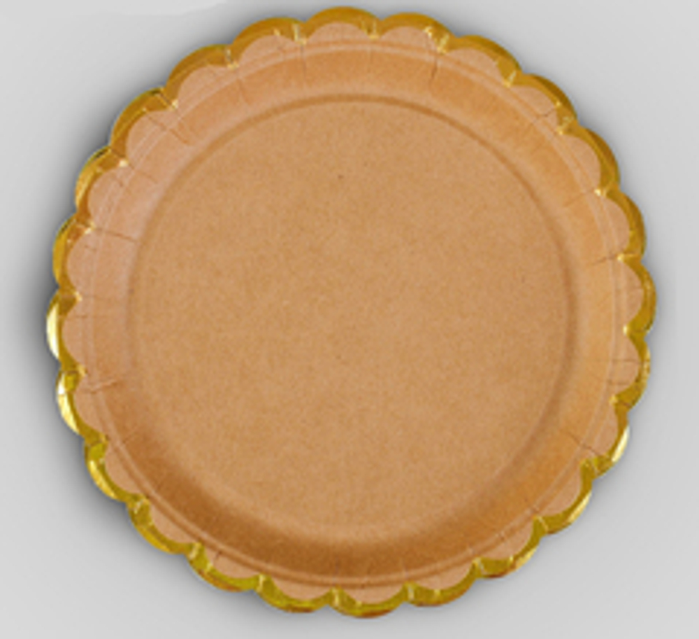 Тарелка бумажная, Крафт, с тиснением,18 см, 6 шт, 1 уп.