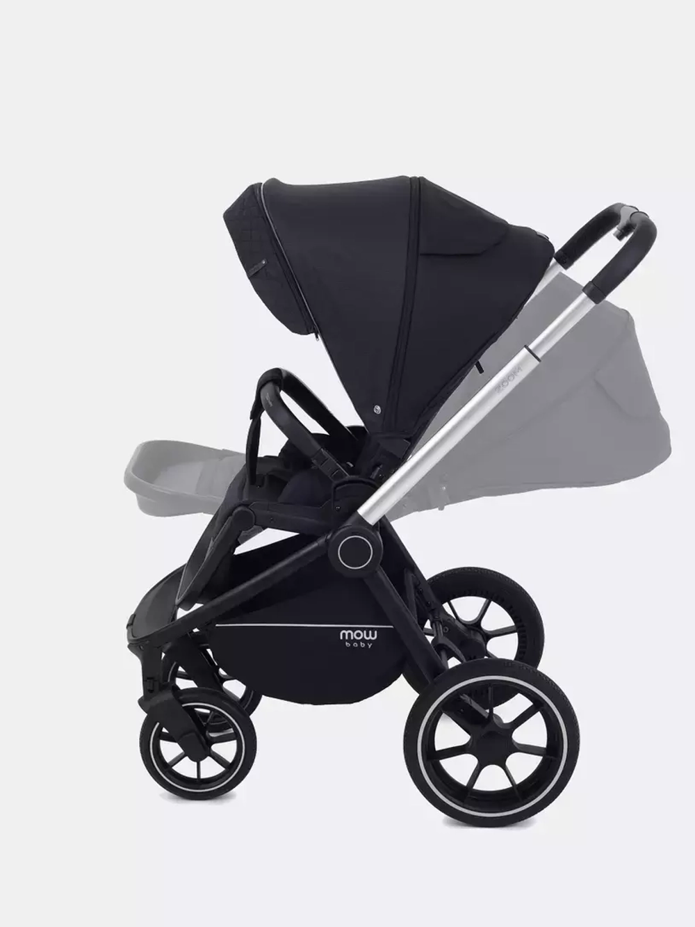 Коляска детская MOWBaby "ZOOM"PU (2в1) RA086 Silver Black