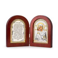 Складень, Владимирская БМ, Молитва, икона арочная, красное дерево 140x200