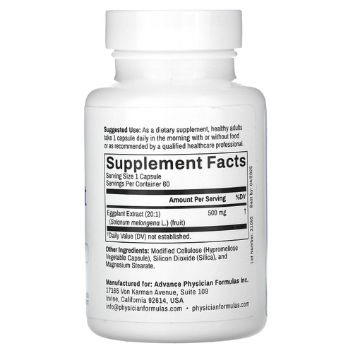 Advance Physician Formulas, экстракт баклажана, 500 мг, 60 капсул