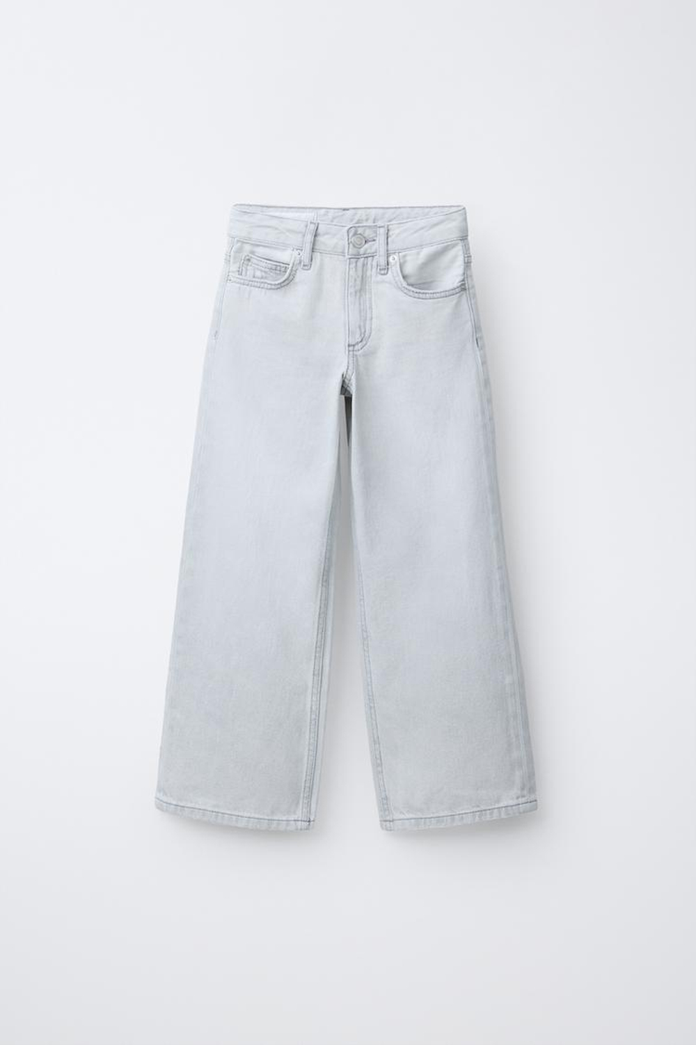 ZARA ДЖИНСЫ WIDE LEG, СЕРЫЙ МЕЛАНЖ