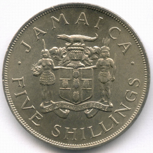 5 шиллингов 1966 год. Ямайка. VIII Игры Британского Содружества. Медно-никель UNC