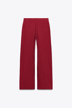 ZARA ПРЯМЫЕ БРЮКИ С ВЫСОКОЙ ПОСАДКОЙ, КРАСНЫЙ