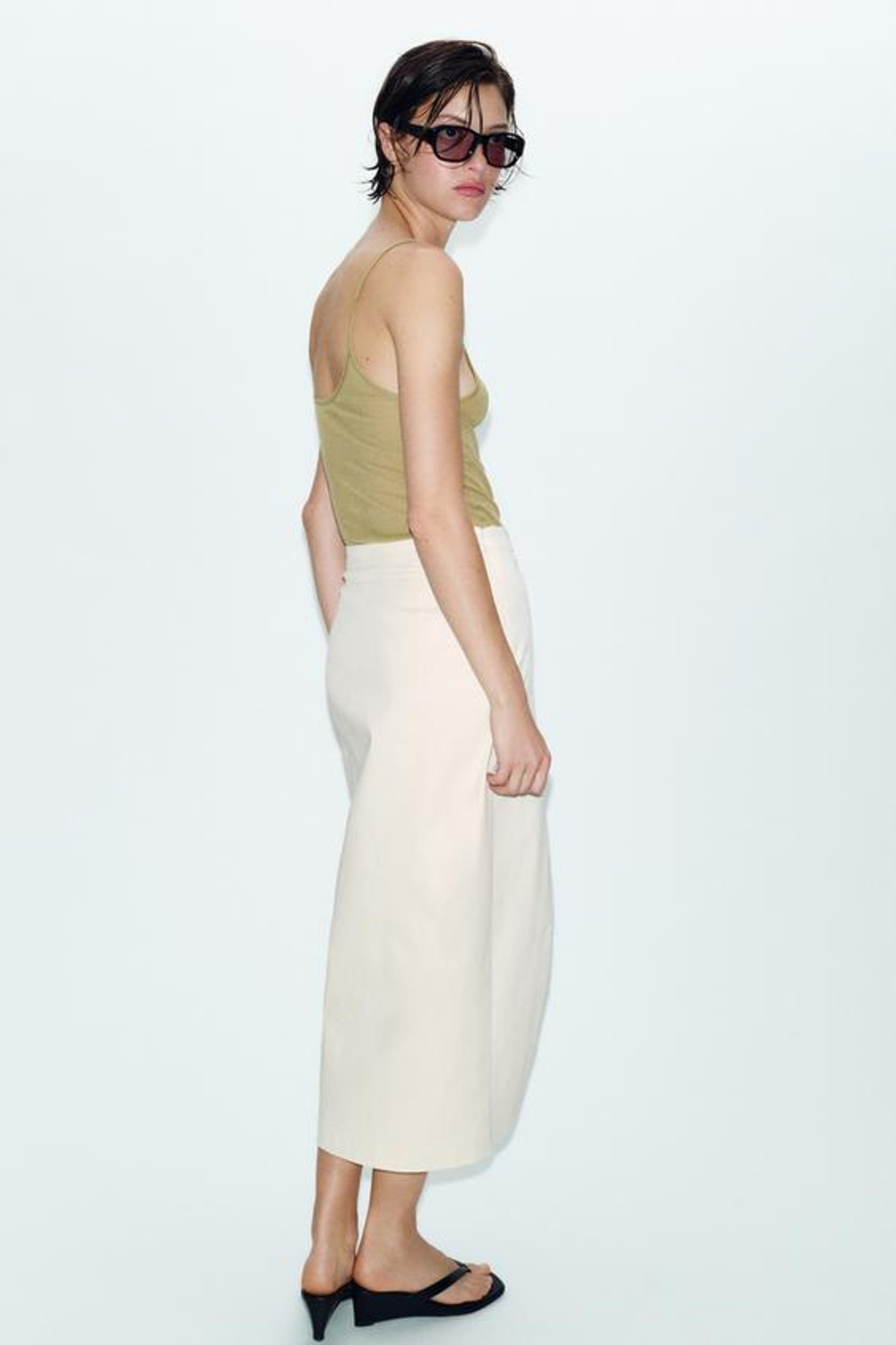 ZARA ЮБКА МИДИ С ЗАПАХОМ, ЭКРЮ