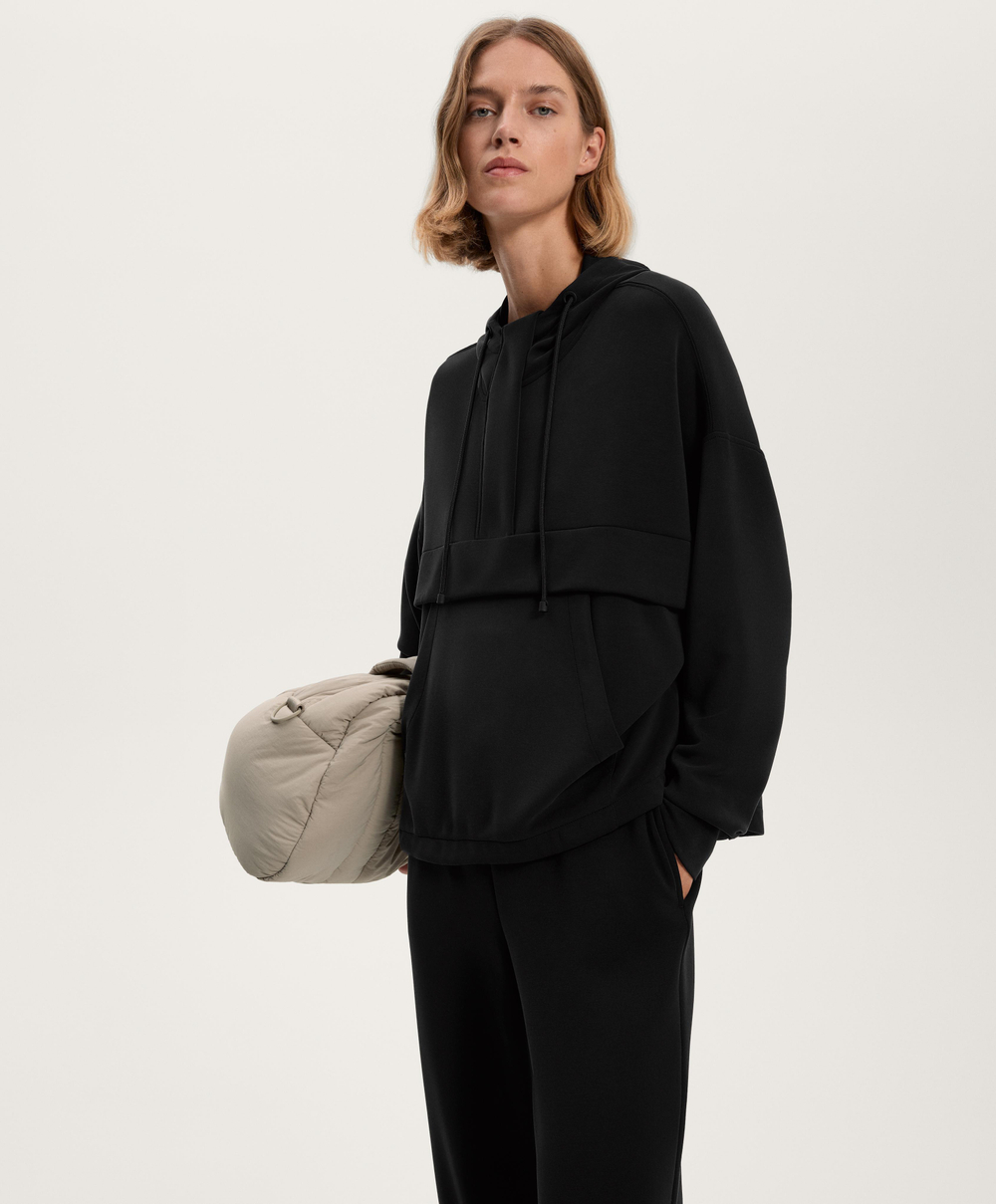 Oysho Толстовка из мягкого модала с застежкой-молнией, черный