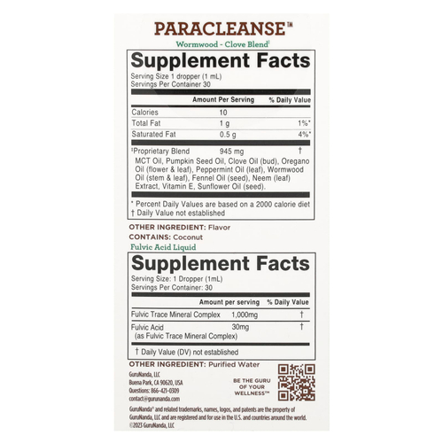 GuruNanda, Paracleanse, 2 этапных набора, без спирта, 2 шт. по 30 мл (1 жидк. унция)