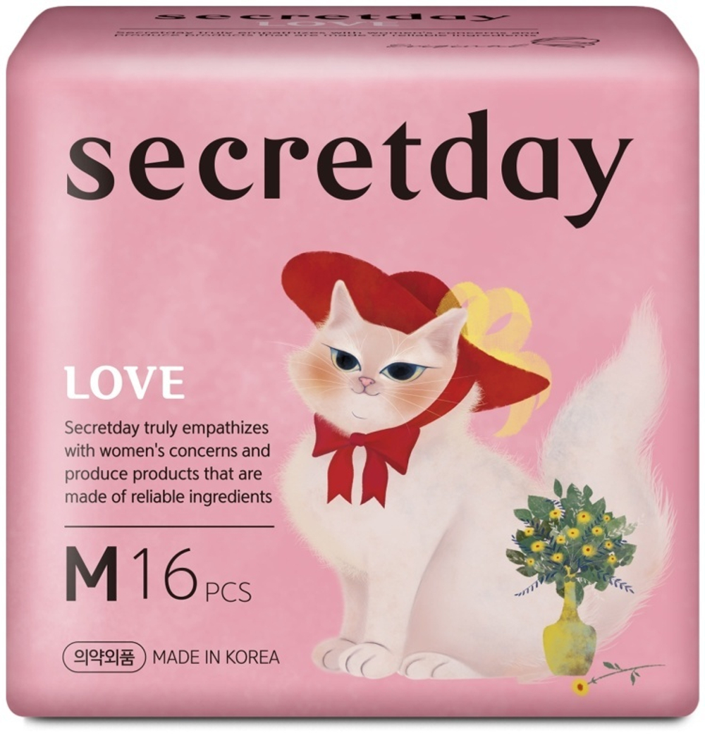 Ультратонкие дышащие прокладки Secret Day Pure Love M Size 24,5 см 16 шт