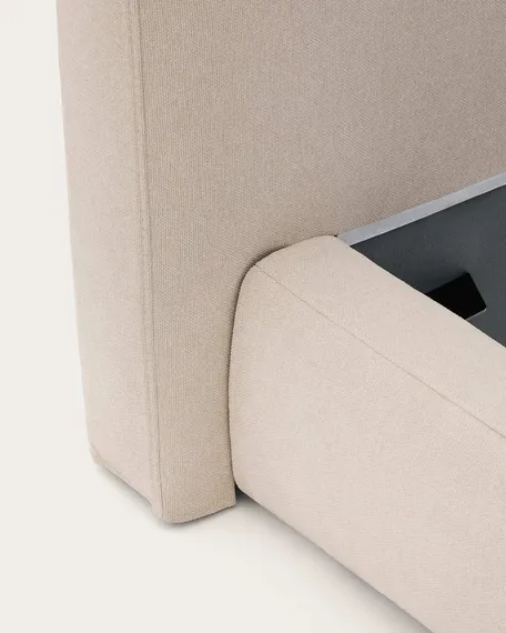 Кровать Blok бежевая со съемными чехлами для матраса 160 х 200 см